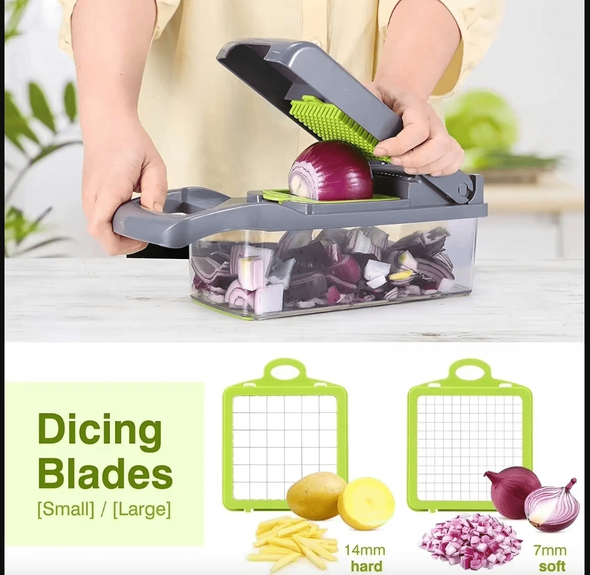 Product-25.01 16 in 1 Multifunctional Handheld Onion Cutter Fruits Slicer Potatoes Press Peele - Image 1