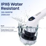Electric Spin Scrubber for Cleaning, Adjustable Shower Brush with 7 Replaceable Heads & Power LED Display, 2 Speed Waterproof Cordless Shower Scrubber for Bathtub, Kitchen, Car, White - Image 2