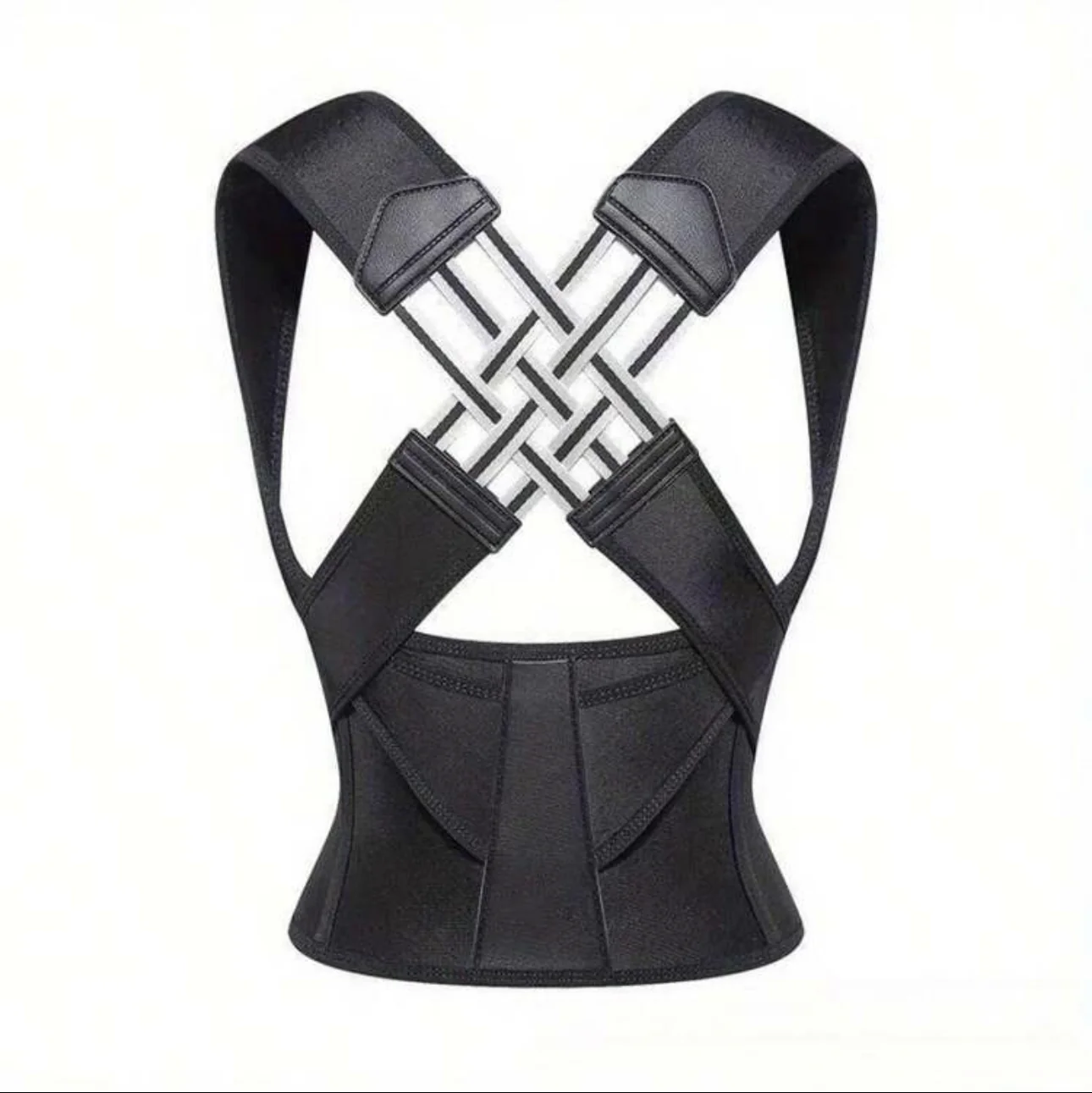 Correction Belt Open Shoulder Anti-Humpback Corrector For Adult Men And Women - Black, Black Back Posture Correction Waist Trainer Corrector - Image 2